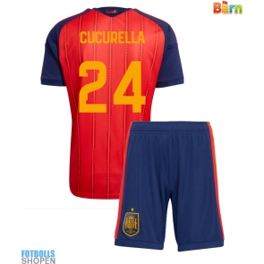 Billiga Spanien Marc Cucurella #24 Hemmatröja Barn VM 2026 Kortärmad (+ Korta byxor)